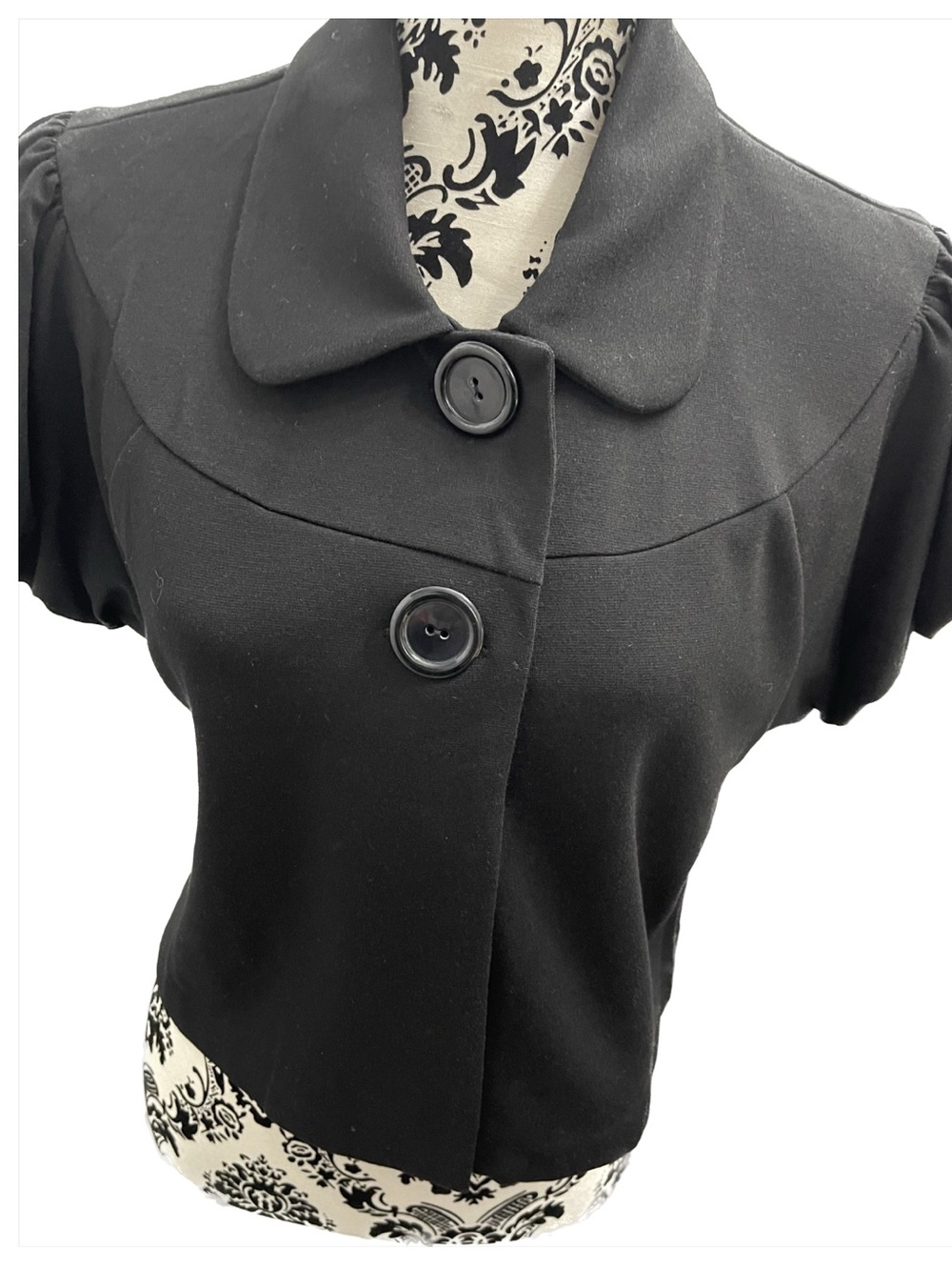 Two Large Button Black Crop Blazer Size XL